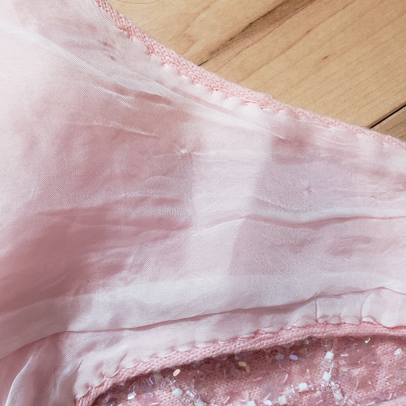 Pink sequin wool blend sleeveless blouse - Picture 7 of 7